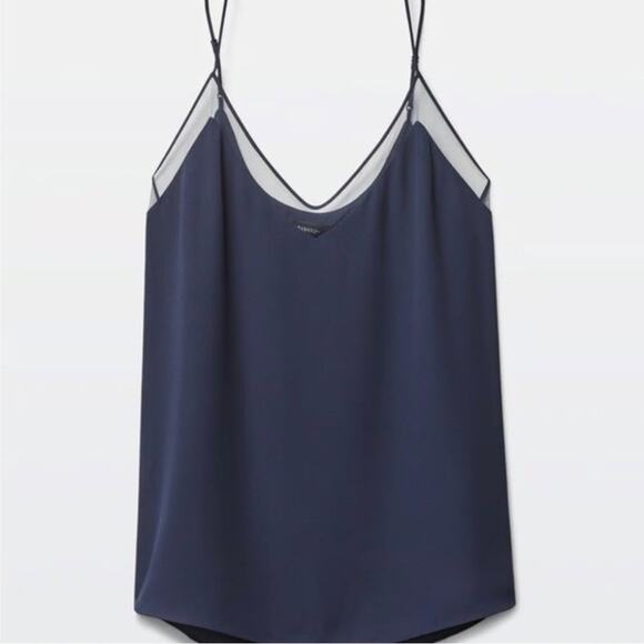 Babaton Tops - Aritzia Babaton Galen Navy Blue Mesh Trim V-Neck Camisole Tank Top Medium M